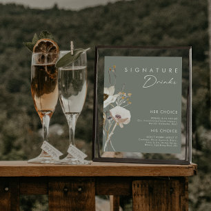 Whimsical Wildflower   Sage Signature Dranken Bord Poster