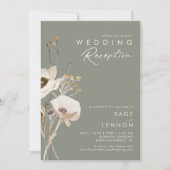 Whimsical Wildflower | Sage Trouwreceptie Kaart (Voorkant)