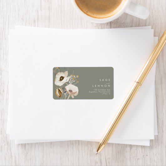 Whimsical Wildflower | Sage Wedding RSVP-adres Etiket (Insitu)