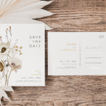 Whimsical Wildflower Save the Date Briefkaart<br><div class="desc">Deze Whimsical Wildflower is de datum-briefkaart die perfect is voor je eenvoudige, elegante boho bruiloft. De minimalistische waterverf wilde bloemen helpen je visie tot leven te brengen! Het ontwerp van witte en goudbloemen, met een paarse en gele aanraking, is zeker om je minimale herfst florale trouwdroom te voltooien! Houd het...</div>