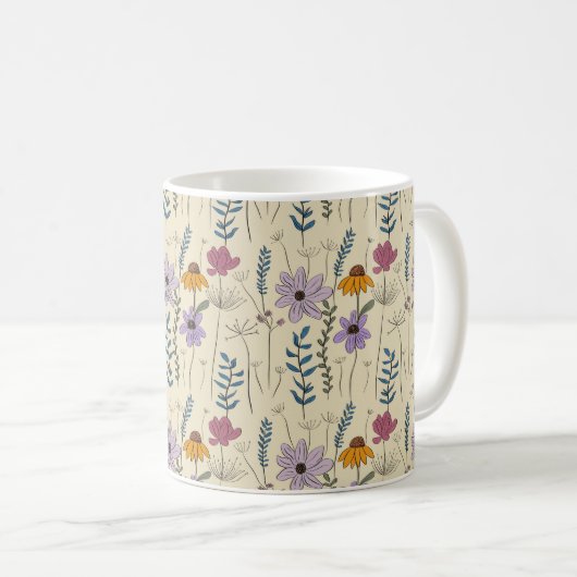 Whimsical Wildflower Seamless Pattern Koffiemok (Voorkant rechts)