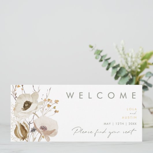 Whimsical Wildflower Seating Chart Header (Staand voorkant)