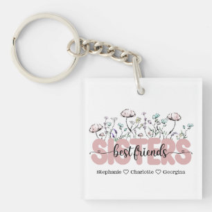Whimsical Wildflower Sisters zijn beste vrienden Sleutelhanger