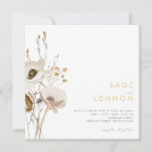 Whimsical Wildflower Square Wedding Invitation Kaart (Voorkant)