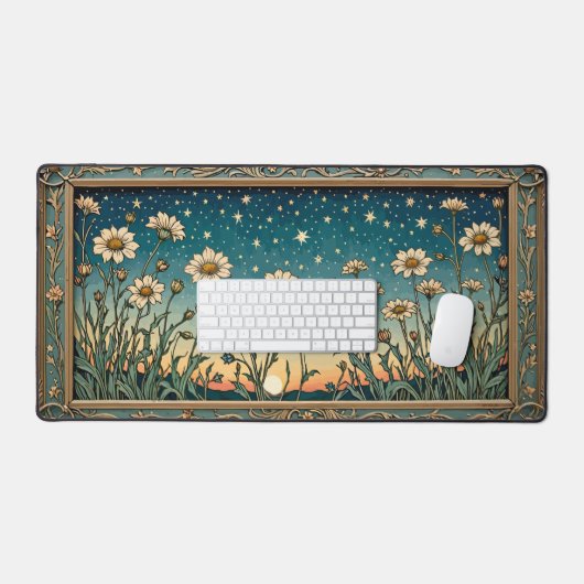 Whimsical Wildflower Starry Sunset Bureaumat (Keyboard & Muis)
