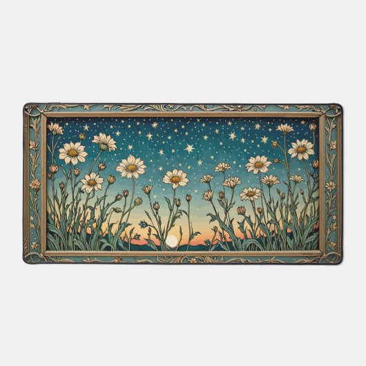 Whimsical Wildflower Starry Sunset Bureaumat (Voorkant)