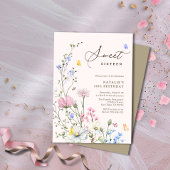 Whimsical Wildflower Sweet Sixteen Script Verjaard Kaart