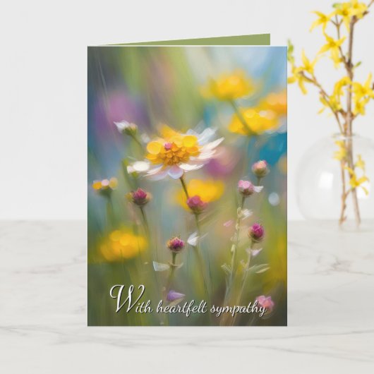 Whimsical Wildflower Sympathie Kaart (Gele Bloem)