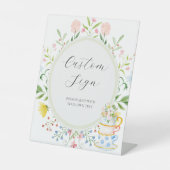 Whimsical Wildflower Tea Aangepaste tekst teken Reclamebord Met Voetstuk (Voorkant)