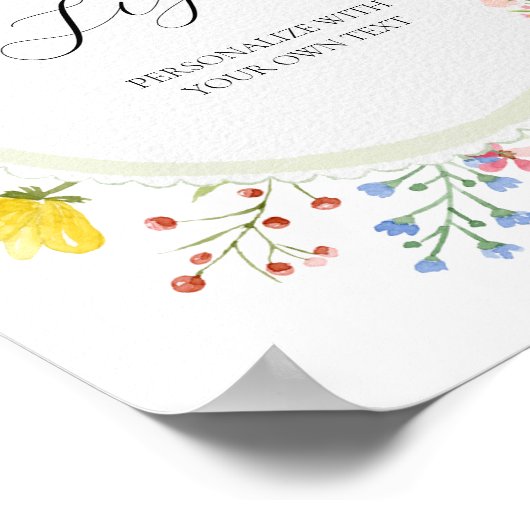 Whimsical Wildflower Tea Party Aangepaste Tekst Te Poster (Hoek)