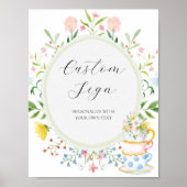 Whimsical Wildflower Tea Party Aangepaste Tekst Te Poster (Voorkant)