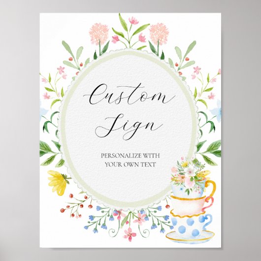 Whimsical Wildflower Tea Party Aangepaste Tekst Te Poster (Voorkant)