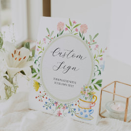 Whimsical Wildflower Thee Eigen Tekst Bord Reclamebord Met Voetstuk