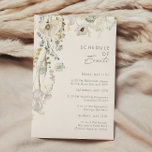 Whimsical Wildflower | Tijdschema van evenementen Informatiekaartje<br><div class="desc">Deze witte bloem | Ivory programma's van evenementen omhullingskaart is perfect voor je eenvoudige, elegante boho bruiloft. De moderne rustige groenery samen met de minimalistische waterverf wilde bloemen helpen je visie tot leven te brengen! Dit ontwerp van goudbloemen, een aanraking van bohemisch sage groen en paars is zeker je minimale...</div>