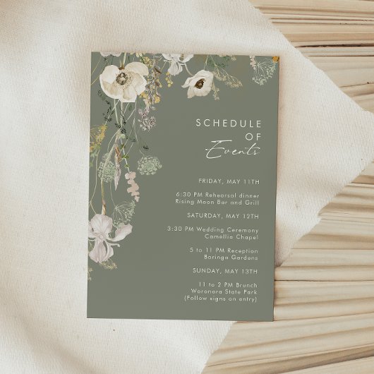 Whimsical Wildflower | Tijdschema van evenementen Informatiekaartje