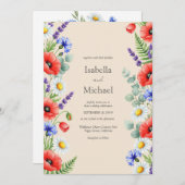 Whimsical Wildflower Uitnodiging Achtergrond (Voorkant / Achterkant)