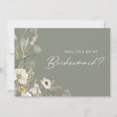Whimsical Wildflower | Voorstel voor Sage Bridesma Kaart (Voorkant)