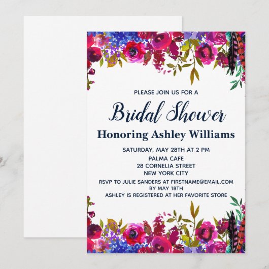 Whimsical Wildflower Vrijgezellenfeest Botanische  Kaart (Voorkant / Achterkant)