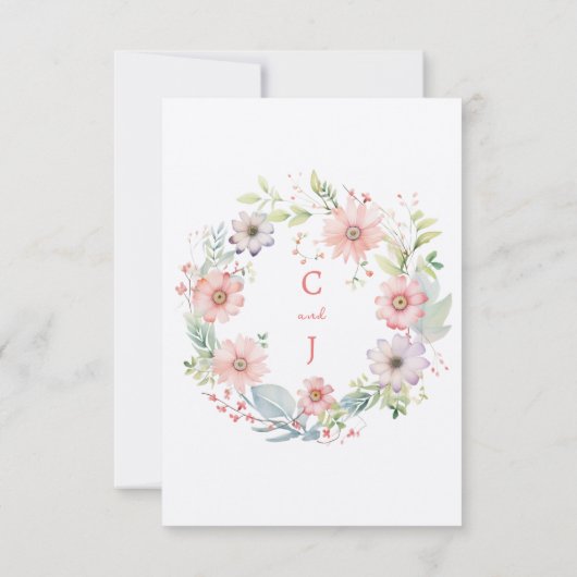 Whimsical Wildflower Waterverf Design bruiloft Kaart (Achterkant)