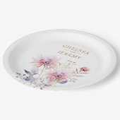 Whimsical Wildflower Waterverf Design bruiloft Papieren Bordje (Gekanteld)