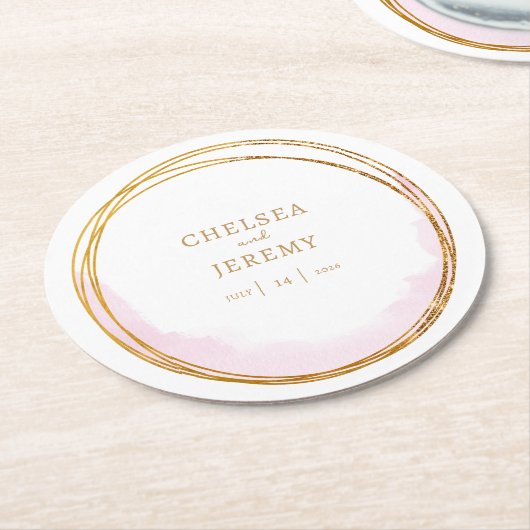 Whimsical Wildflower Waterverf Design bruiloft Ronde Kartonnen Onderzetter (Gebogen)