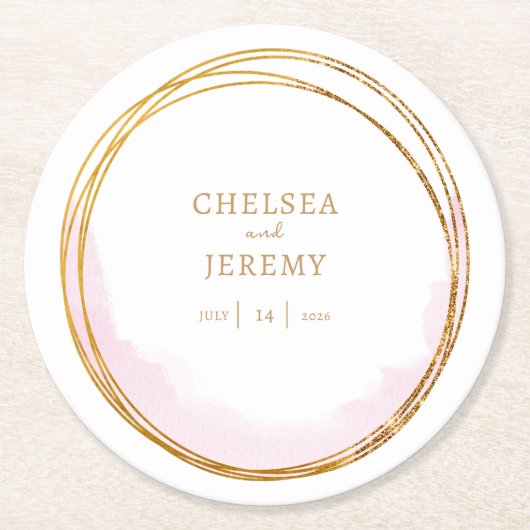 Whimsical Wildflower Waterverf Design bruiloft Ronde Kartonnen Onderzetter (Voorkant)