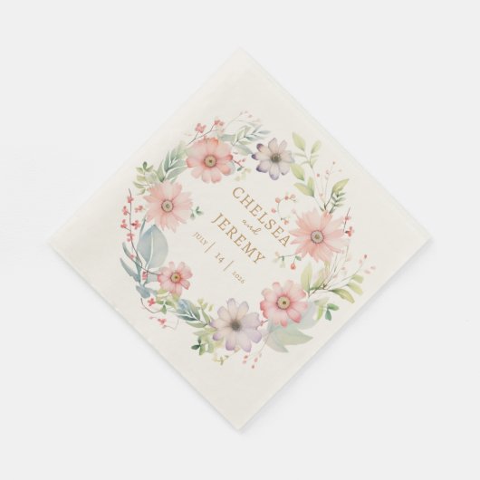 Whimsical Wildflower Waterverf Design bruiloft Servet (Hoek)