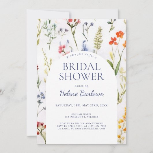 Whimsical Wildflower Waterverf Vrijgezellenfeest Kaart (Voorkant)