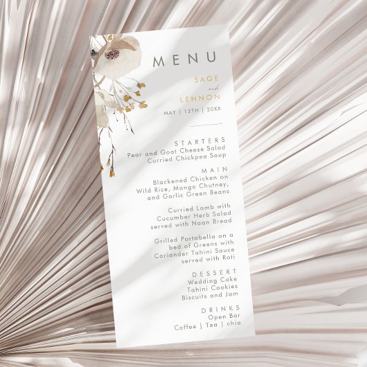 Whimsical Wildflower Weddenningmenu Menu