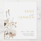 Whimsical Wildflower Weddenschap Wijn Label Etiket (Enkel label)