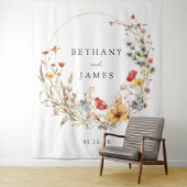 Whimsical Wildflower Wedding Achtergrond Wandkleed (In situ)