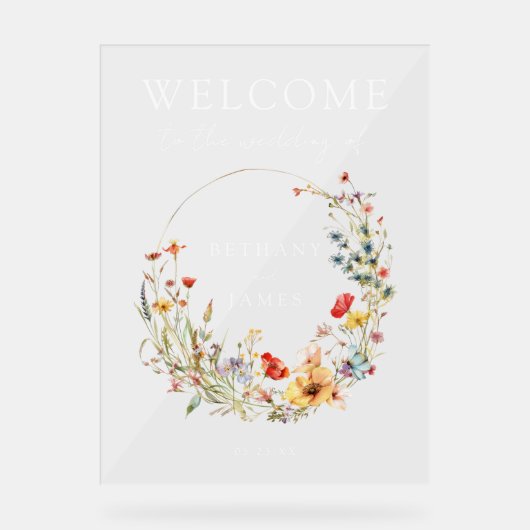 Whimsical Wildflower Wedding Acryl Bord (Voorkant)