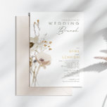 Whimsical Wildflower Wedding Brunch Invitation Kaart<br><div class="desc">Deze Whimsical Wildflower trouwbrunch uitnodiging is perfect voor je eenvoudige, elegante boho bruiloft. De minimalistische waterverf wilde bloemen helpen je visie tot leven te brengen! Het ontwerp van witte en goudbloemen, met een paarse en gele aanraking, is zeker om je minimale herfst florale trouwdroom te voltooien! Houd het zoals is,...</div>
