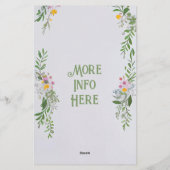Whimsical Wildflower Wedding Ceremony Uitnodiging Briefpapier (Achterkant)