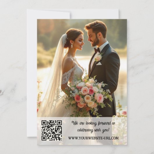 Whimsical Wildflower Wedding Reception Photo Kaart (Achterkant)