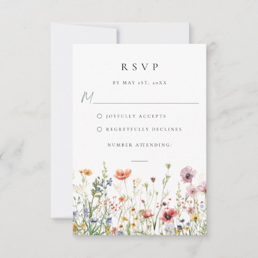 Whimsical Wildflower Wedding RSVP Card (Voorkant)