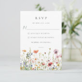 Whimsical Wildflower Wedding RSVP Card Kaartje (Staand voorkant)