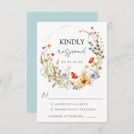 Whimsical Wildflower Wedding RSVP Kaartje (Voorkant / Achterkant)