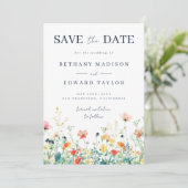 Whimsical Wildflower Wedding Save The Date (Staand voorkant)