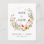 Whimsical Wildflower Wedding Save the Date Uitnodiging Briefkaart (Voorkant)
