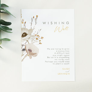 Whimsical Wildflower Wedding Wishing Well Card Informatiekaartje