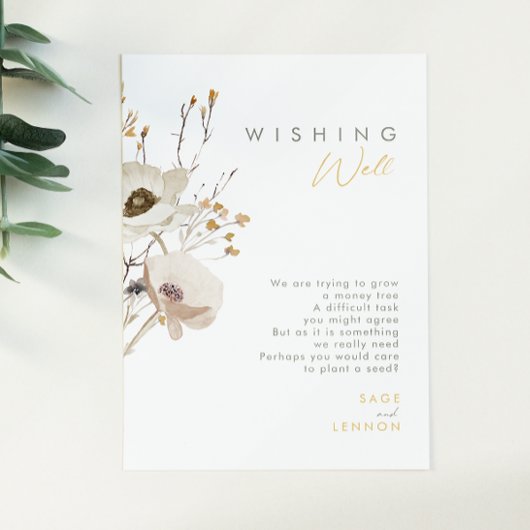 Whimsical Wildflower Wedding Wishing Well Card Informatiekaartje