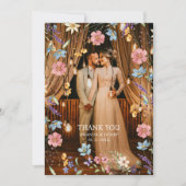 Whimsical Wildflowers Foto Tuin bruiloft Bedankkaart (Voorkant)