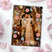 Whimsical Wildflowers Foto Tuin bruiloft Bedankkaart