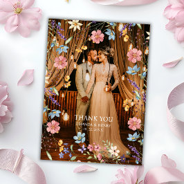 Whimsical Wildflowers Foto Tuin bruiloft Bedankkaart