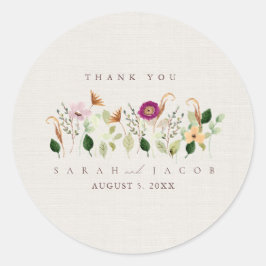 Whimsical Wildflowers Garden Wedding Ronde Sticker