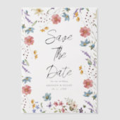 Whimsical Wildflowers Garden Wedding Save the Date Vellum Uitnodigingen (Voorkant)