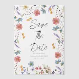 Whimsical Wildflowers Garden Wedding Save the Date Vellum Uitnodigingen