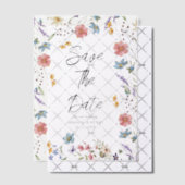 Whimsical Wildflowers Garden Wedding Save the Date Vellum Uitnodigingen (Offset (Uitnodiging))