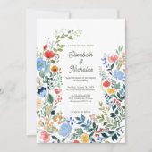 Whimsical Wildflowers Kleurrijke tuin bruiloft Kaart (Voorkant)